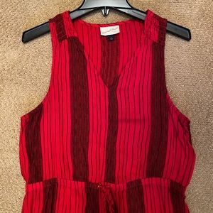 Sleeveless red striped maxi dress